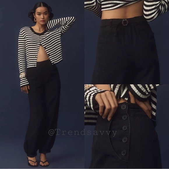Anthropologie Pants - ANTHROPOLOGIE Pilcro Boot Tuck Parachute Button Pants Black Petite Size 31P NWT